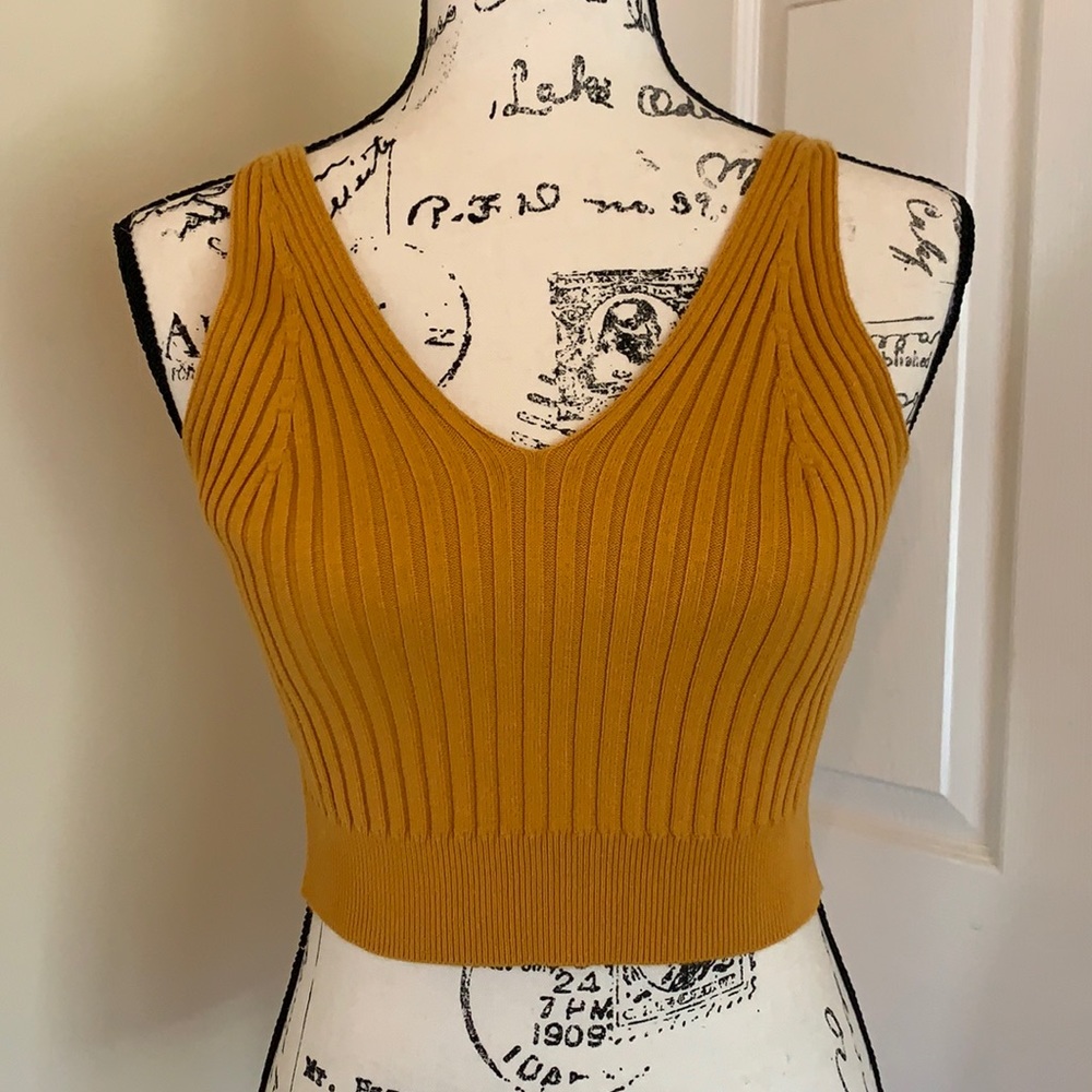 Mustard Ribbed & Cropped Tank